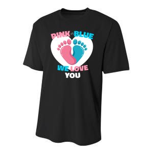 Pink Or Blue We Love You Gender Reval Youth Performance Sprint T-Shirt