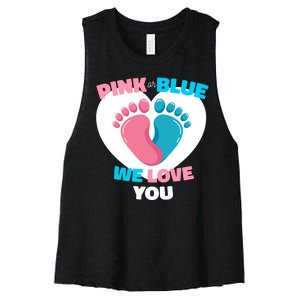 Pink Or Blue We Love You Gender Reval Women's Racerback Cropped Tank