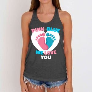 Pink Or Blue We Love You Gender Reval Women's Knotted Racerback Tank