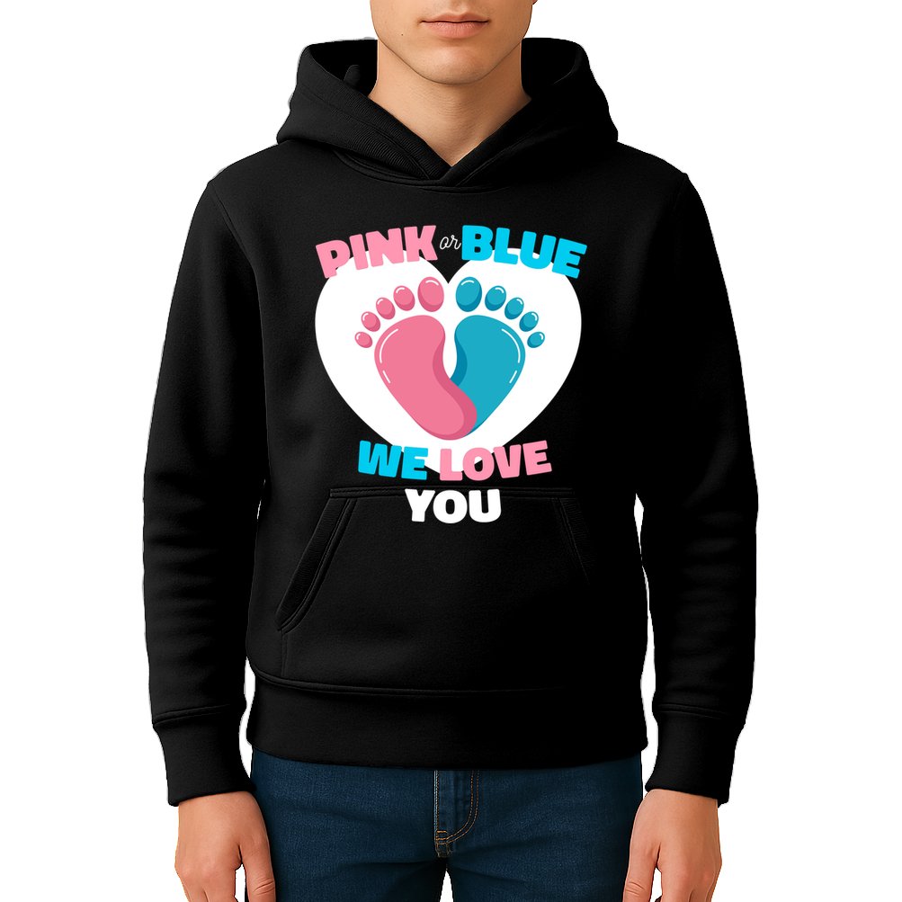 Pink Or Blue We Love You Gender Reval Kids Hoodie