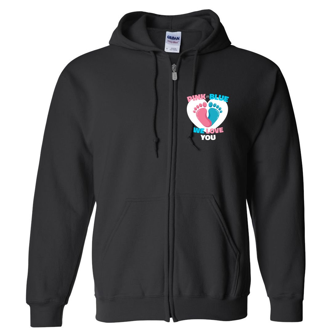 Pink Or Blue We Love You Gender Reval Full Zip Hoodie