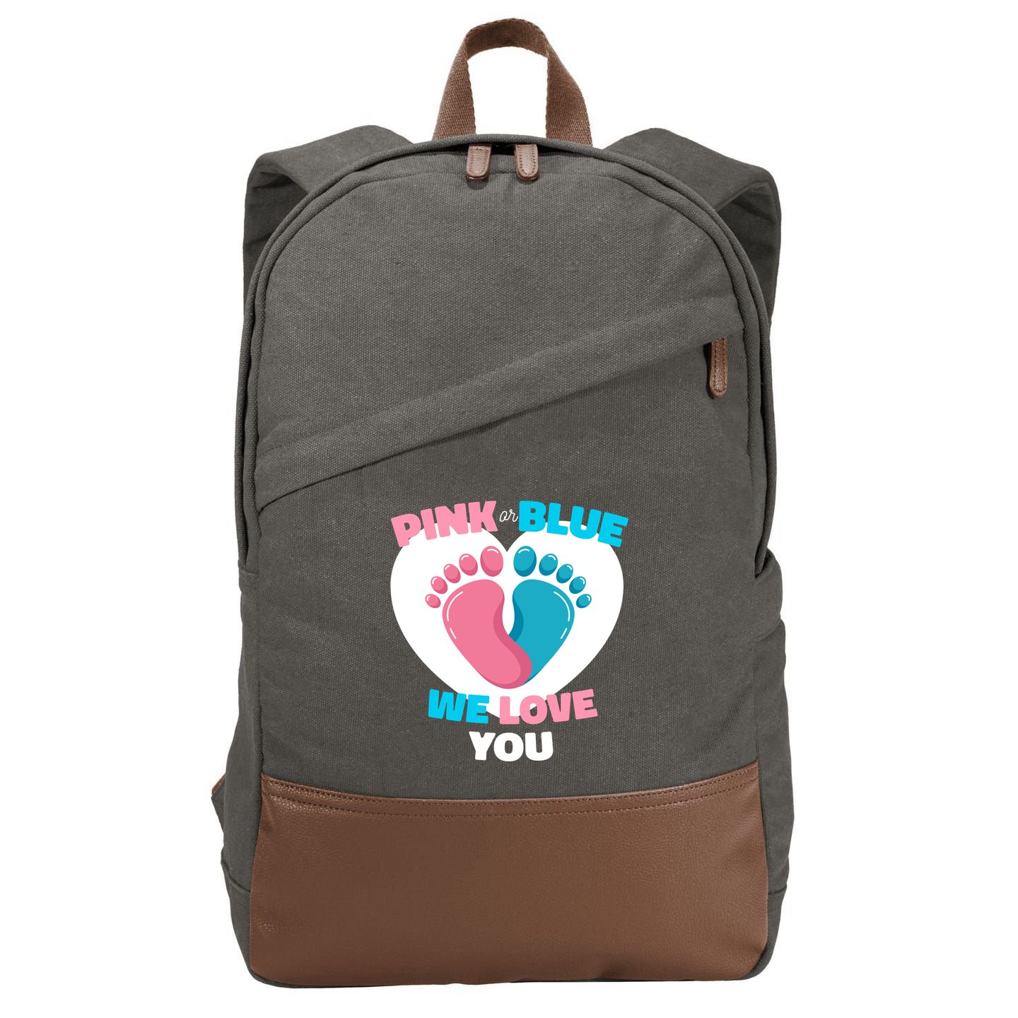 Pink Or Blue We Love You Gender Reval Cotton Canvas Backpack
