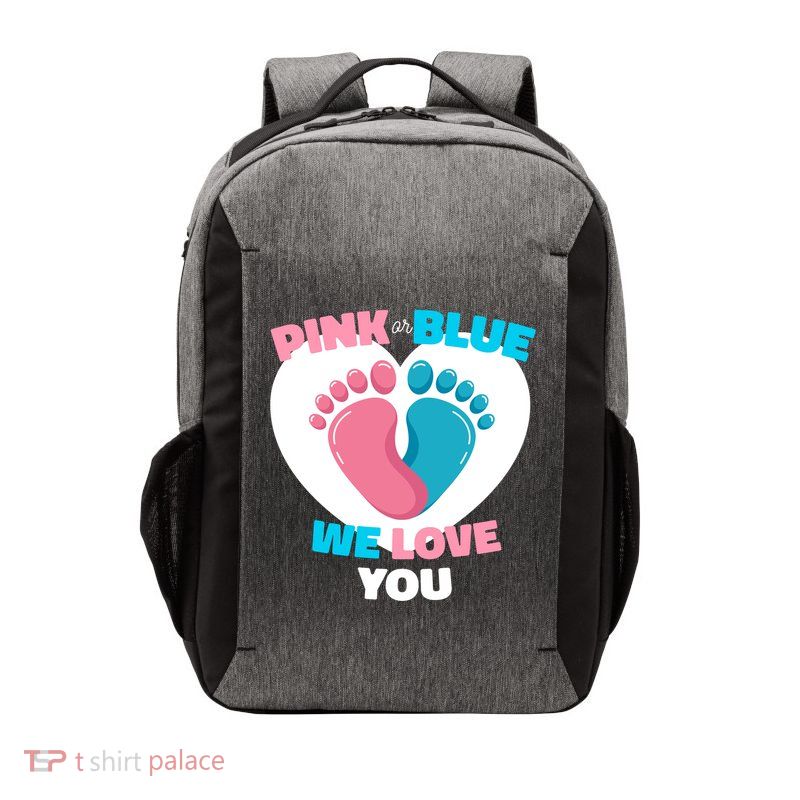 Pink Or Blue We Love You Gender Reval Vector Backpack