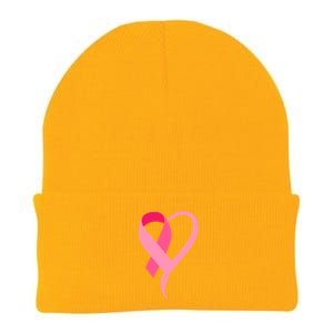 Pink Ribbon Of Love Breast Cancer Awareness Knit Cap Winter Beanie