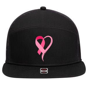 Pink Ribbon Of Love Breast Cancer Awareness 7 Panel Mesh Trucker Snapback Hat