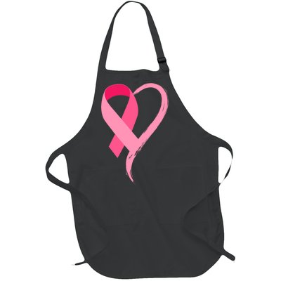 Pink Ribbon Of Love Breast Cancer Awareness Full-Length Apron With Pockets