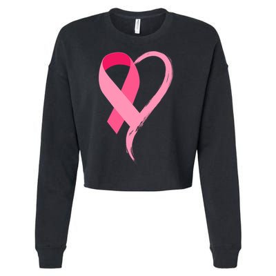 Pink Ribbon Of Love Breast Cancer Awareness Cropped Pullover Crew