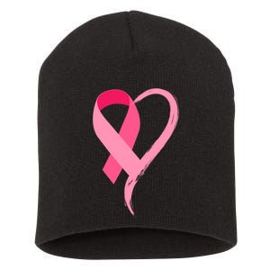 Pink Ribbon Of Love Breast Cancer Awareness Short Acrylic Beanie