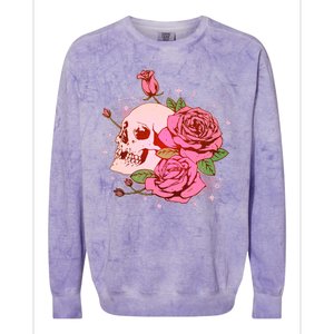 Pink Roses Skull Tattoo  Colorblast Crewneck Sweatshirt