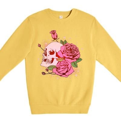 Pink Roses Skull Tattoo  Premium Crewneck Sweatshirt