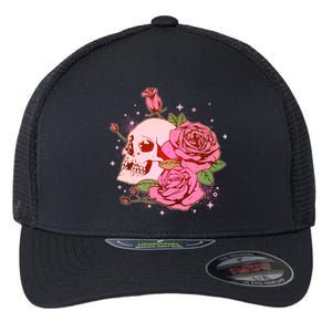 Pink Roses Skull Tattoo  Flexfit Unipanel Trucker Cap