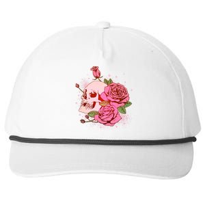 Pink Roses Skull Tattoo  Snapback Five-Panel Rope Hat