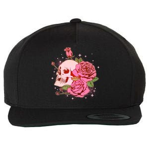 Pink Roses Skull Tattoo  Wool Snapback Cap