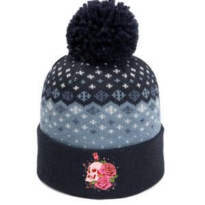 Pink Roses Skull Tattoo  The Baniff Cuffed Pom Beanie