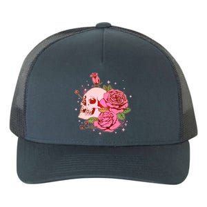 Pink Roses Skull Tattoo  Yupoong Adult 5-Panel Trucker Hat