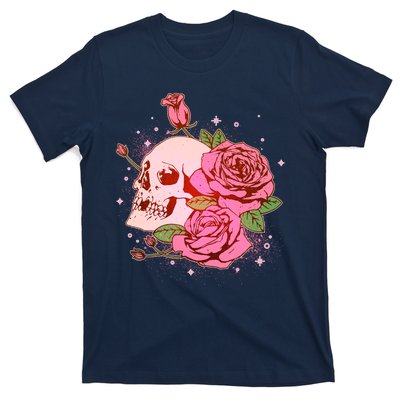 Pink Roses Skull Tattoo  T-Shirt