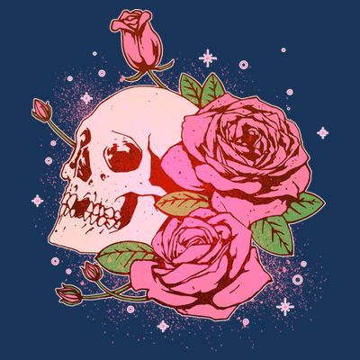 Pink Roses Skull Tattoo  T-Shirt