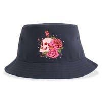 Pink Roses Skull Tattoo  Sustainable Bucket Hat