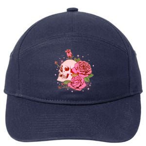 Pink Roses Skull Tattoo  7-Panel Snapback Hat