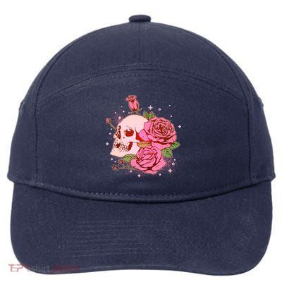 Pink Roses Skull Tattoo  7-Panel Snapback Hat