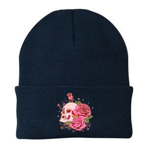 Pink Roses Skull Tattoo  Knit Cap Winter Beanie