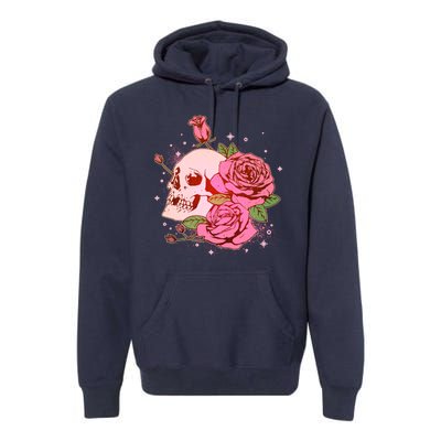 Pink Roses Skull Tattoo  Premium Hoodie