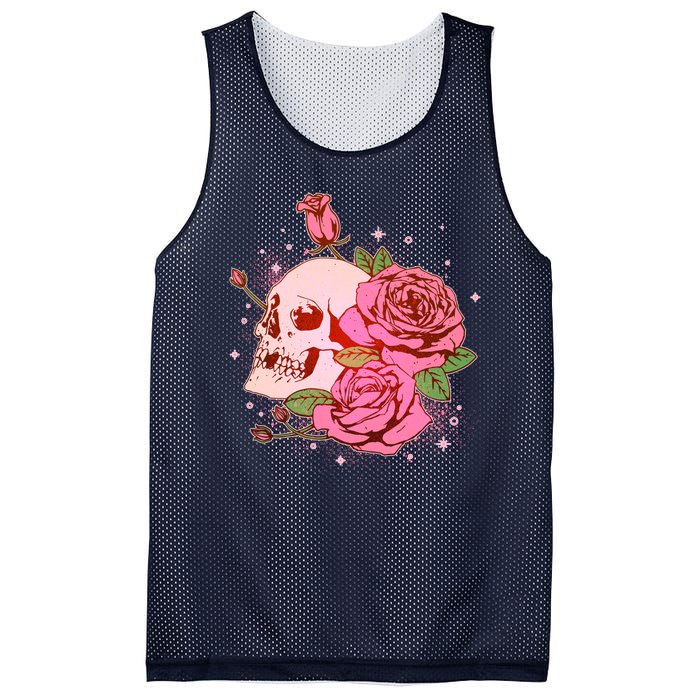 Pink Roses Skull Tattoo  Mesh Reversible Basketball Jersey Tank