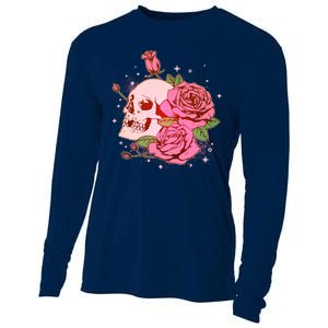 Pink Roses Skull Tattoo  Cooling Performance Long Sleeve Crew