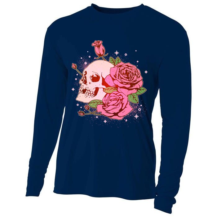 Pink Roses Skull Tattoo  Cooling Performance Long Sleeve Crew