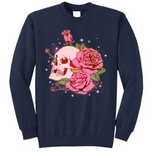 Pink Roses Skull Tattoo  Tall Sweatshirt