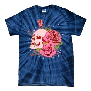 Pink Roses Skull Tattoo  Tie-Dye T-Shirt