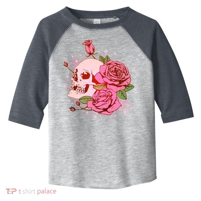 Pink Roses Skull Tattoo  Toddler Fine Jersey T-Shirt