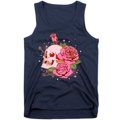 Pink Roses Skull Tattoo  Tank Top