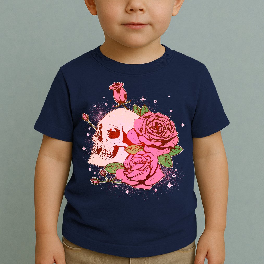 Pink Roses Skull Tattoo  Toddler T-Shirt
