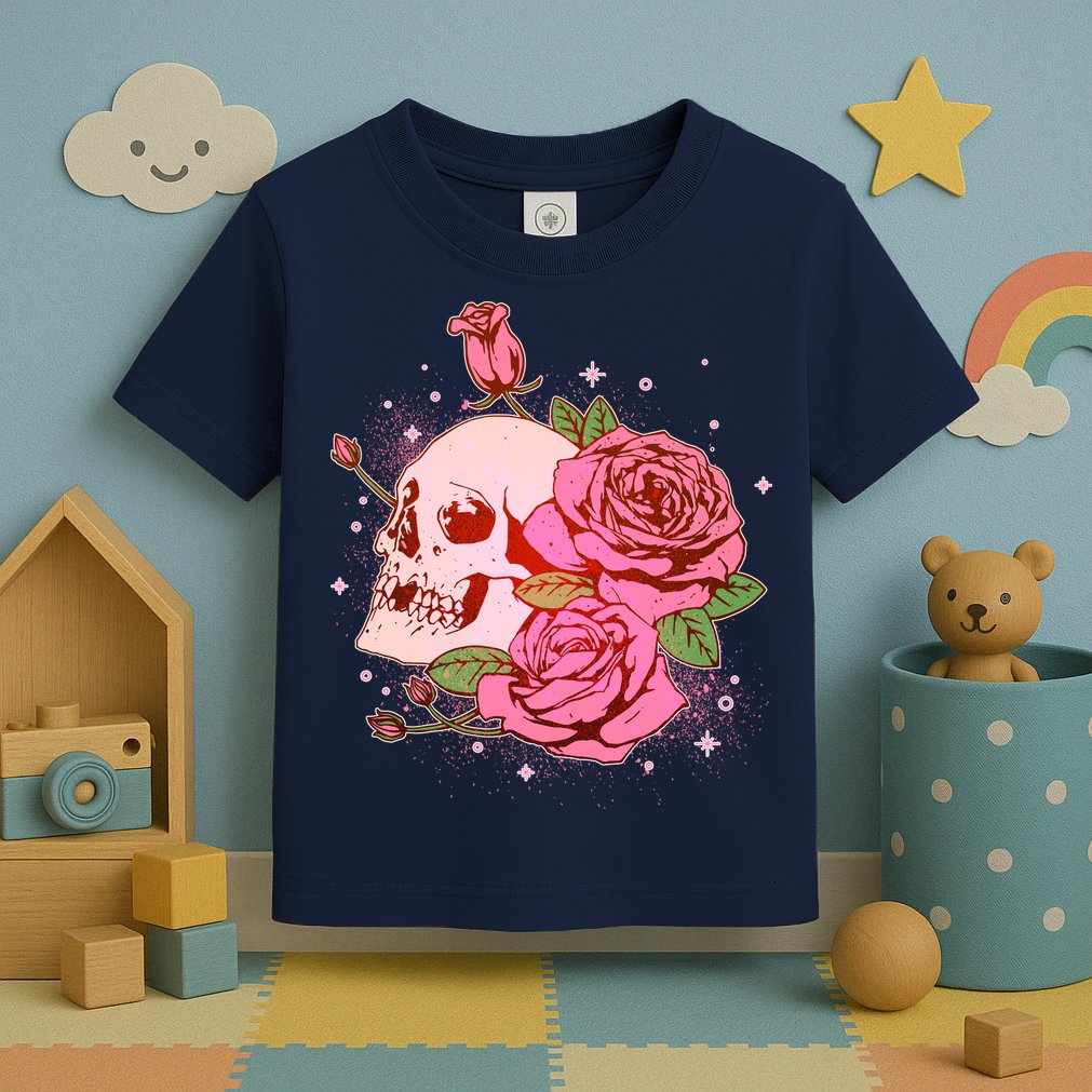Pink Roses Skull Tattoo  Toddler T-Shirt