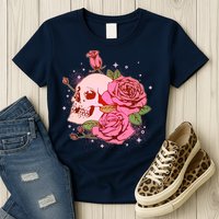 Pink Roses Skull Tattoo  Womens T-Shirt