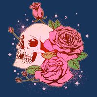 Pink Roses Skull Tattoo  Womens T-Shirt