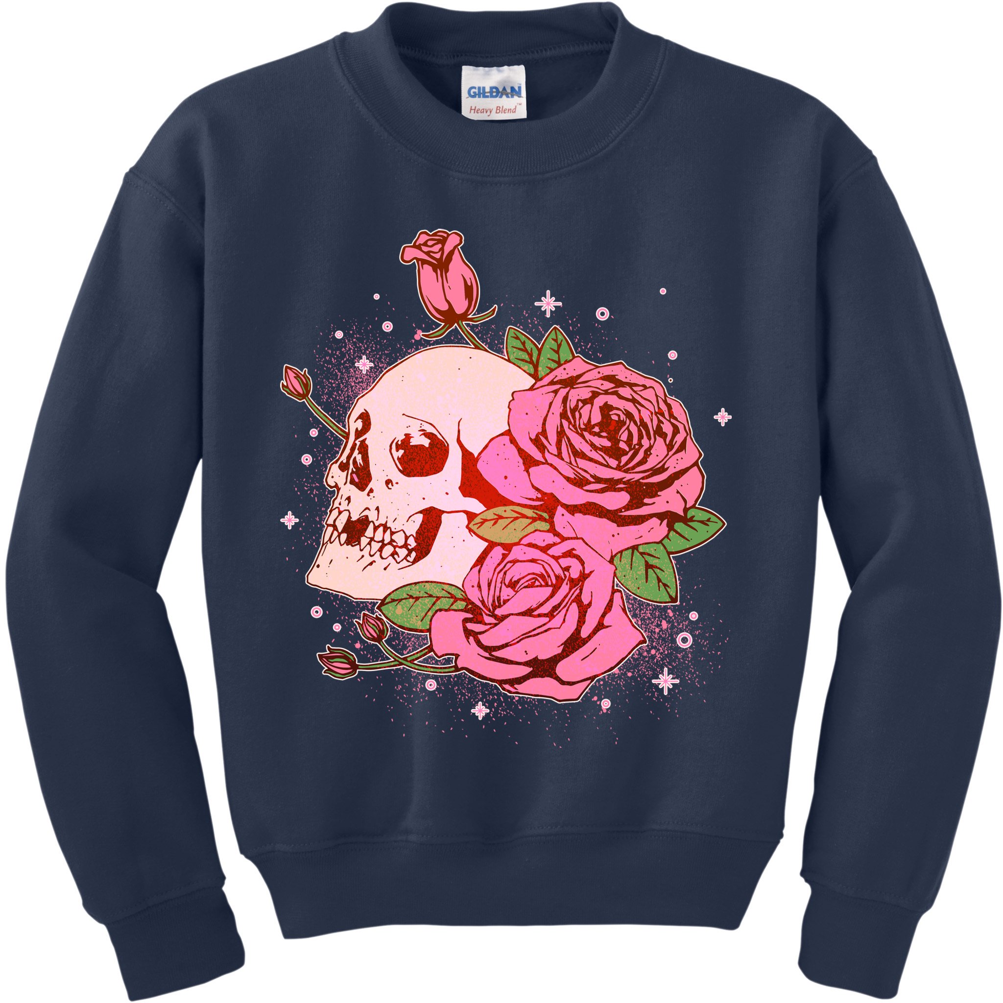 Pink Roses Skull Tattoo  Kids Sweatshirt