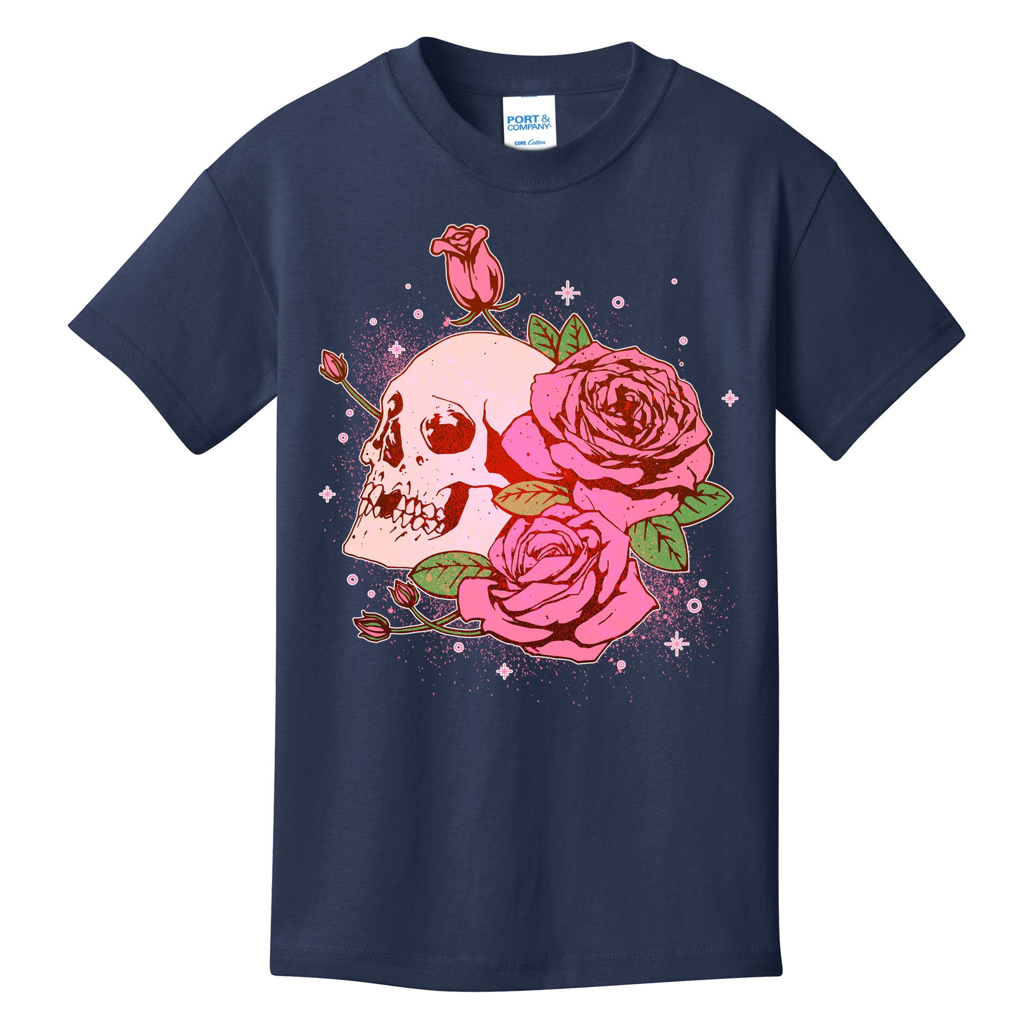 Pink Roses Skull Tattoo  Kids T-Shirt
