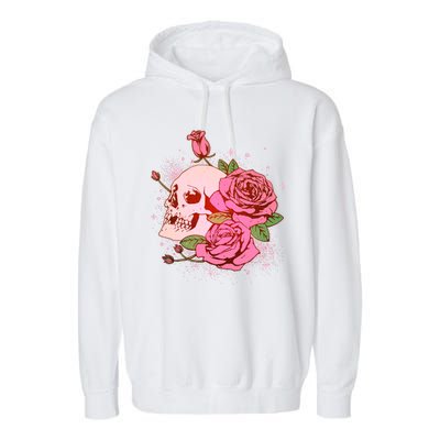 Pink Roses Skull Tattoo  Garment-Dyed Fleece Hoodie