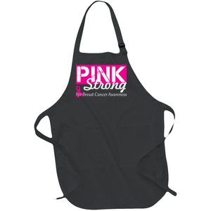 Pink Strong For Breast Cancer Awareness Full-Length Apron With Pockets