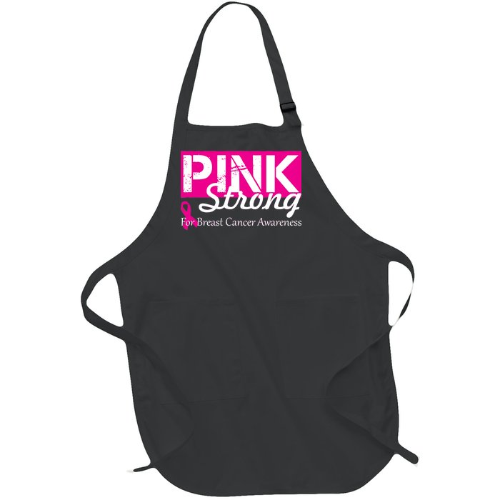 Pink Strong For Breast Cancer Awareness Full-Length Apron With Pockets