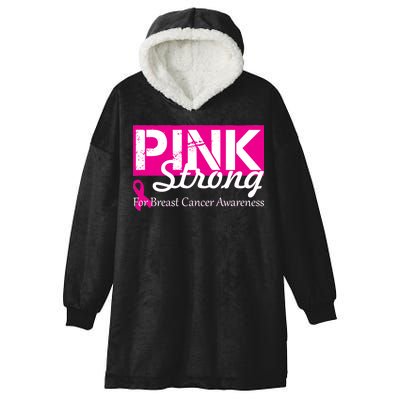 Pink Strong For Breast Cancer Awareness Hooded Wearable Blanket