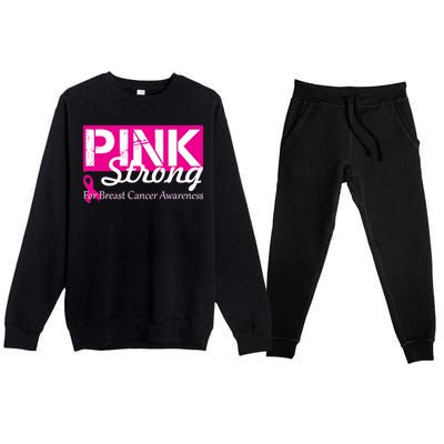 Pink Strong For Breast Cancer Awareness Premium Crewneck Sweatsuit Set