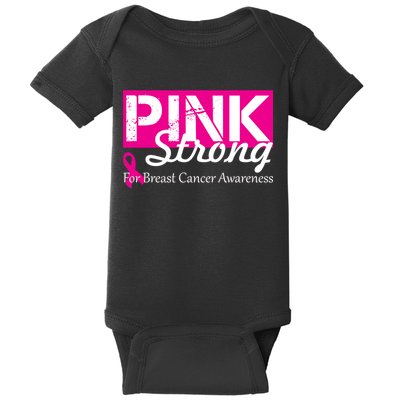 Pink Strong For Breast Cancer Awareness Baby Bodysuit