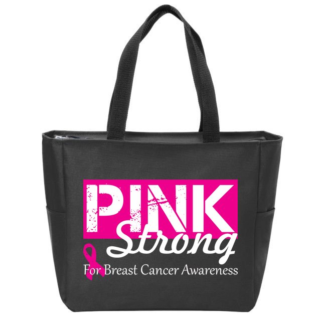 Pink Strong For Breast Cancer Awareness Zip Tote Bag