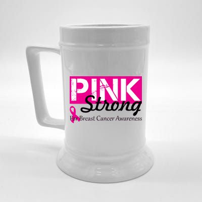 Pink Strong For Breast Cancer Awareness Beer Stein