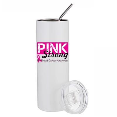 Pink Strong For Breast Cancer Awareness Stainless Steel Tumbler