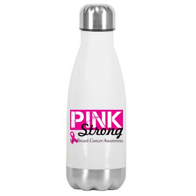 Pink Strong For Breast Cancer Awareness Stainless Steel Insulated Water Bottle