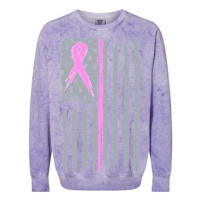 Pink Thin Line Breast Cancer Flag Colorblast Crewneck Sweatshirt